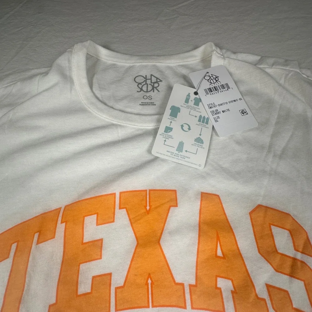 Chaser Texas Graphic T-Shirt Starry White Orange Oversized Tee One Size NWT